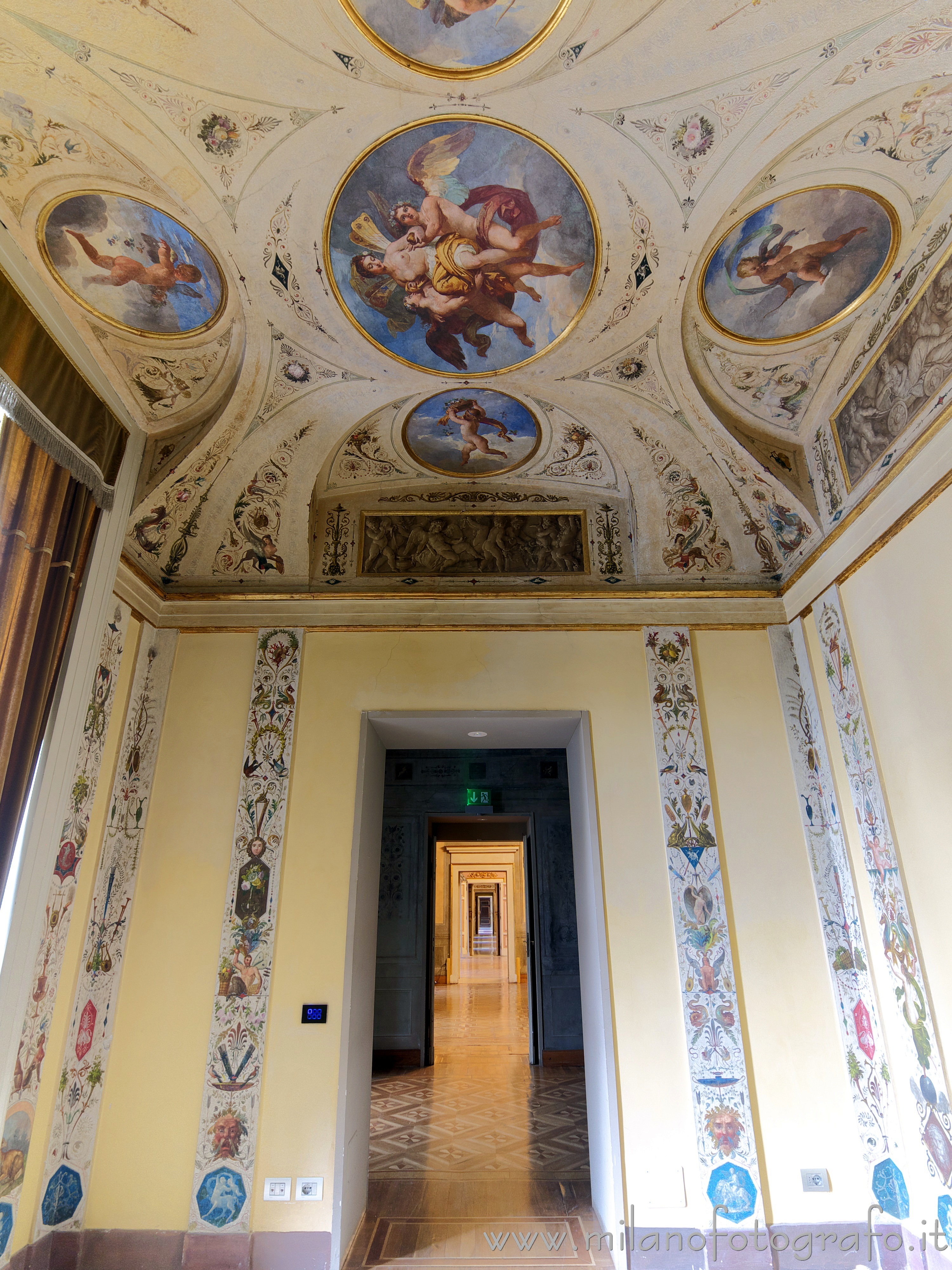 Milan (Italy) - Doors in line in Palazzo Serbelloni looking from the second boudoir